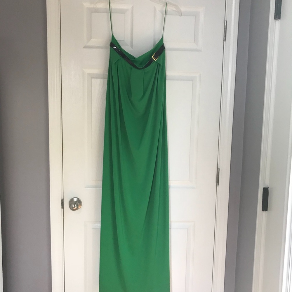 Kelly green strapless maxi dress